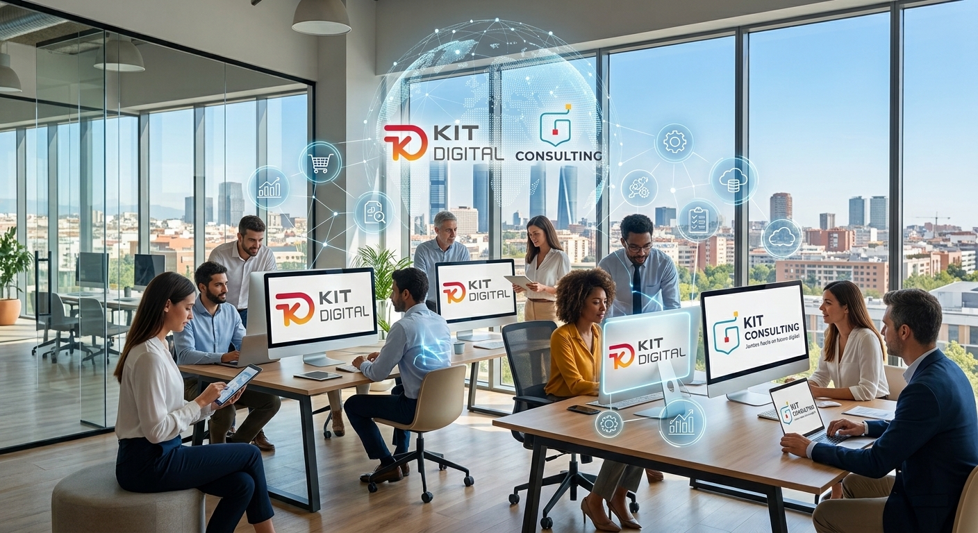 Equipo de una empresa trabajando con soluciones de Kit Digital y Kit Consulting